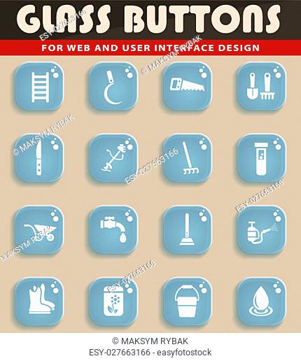 garden tools web icons for user interface design