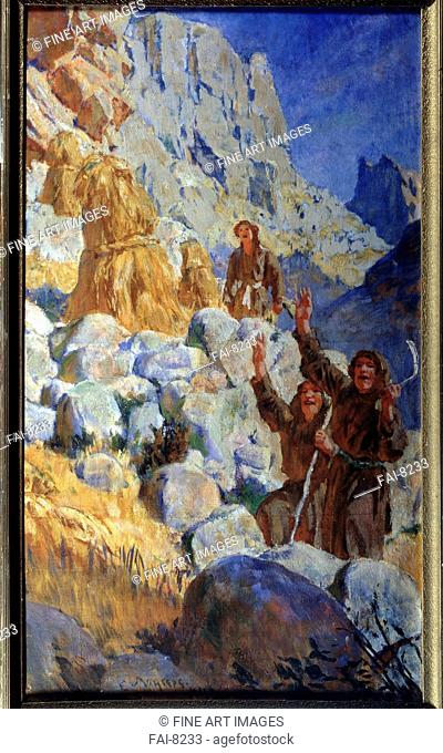 The red Partisans of Dagestan (Triptych, right panel). Lanceray (Lansere), Evgeny Evgenyevich (1875-1946). Tempera on canvas. Soviet Art. 1929-1931