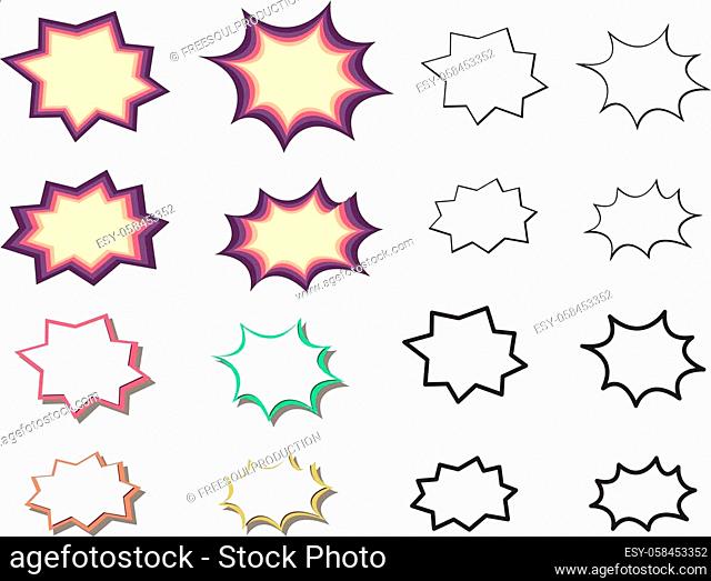 vector starburst tag element. blank burst design. star boom set isolated on white background. comic starburst icon