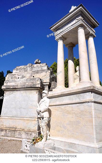 Italy, Emilia Romagna, Ferrara, marble grave in the...