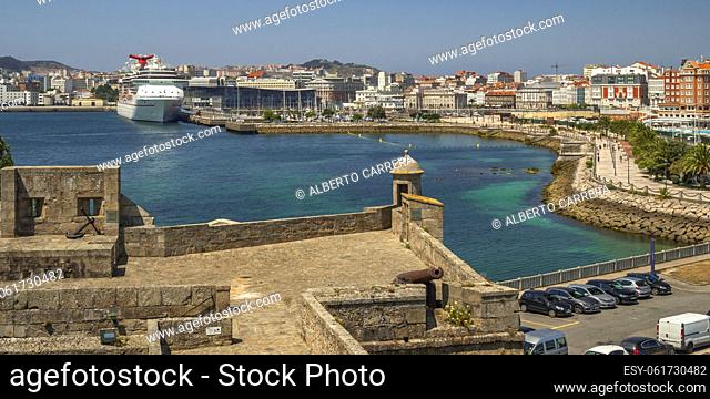 La Coruña Cityview from Castle of San Antón, La Coruña, Galicia, Spain, Europe