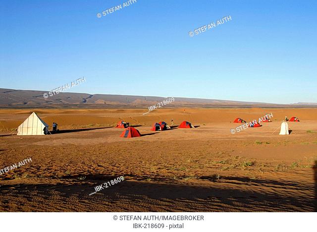 Desert trekking camp in the desert near Mhamid Morocco