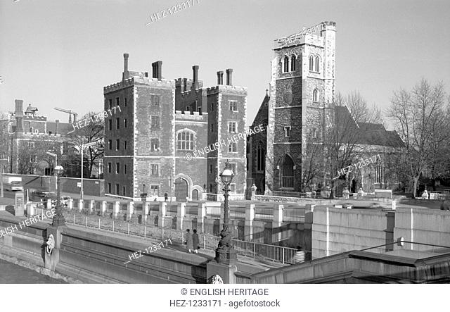 Lambeth Palace Gatehouse, Lambeth, London, c1945-1980. General view of the Lambeth Palace Gatehouse from the south west