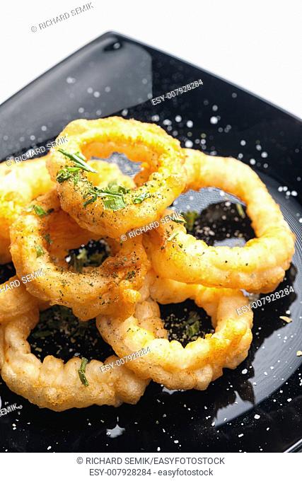 fried cuttlefish rings in batter