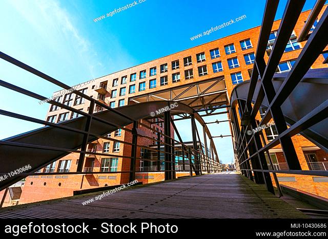 famous old Speicherstadt in Hamburg, build with red bricks