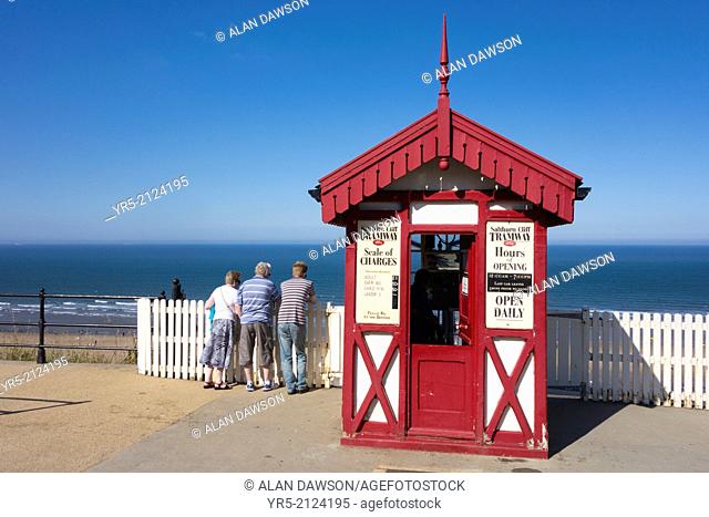Saltburn's Cliff lift ticket office. Saltburn by the sea, North Yorkshire, England, United Kingdom