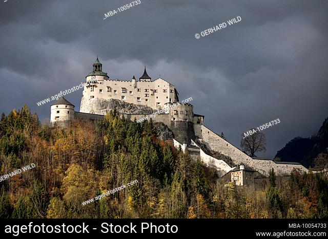 The Hohenwerfen Fortress in the Salzach Valley, Werfen, Pongau, Salzburg State, Austria, October 2019