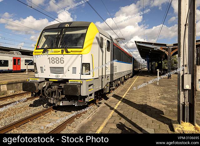 Illustration picture shows the 'Connecting Europe Express' train arrives at the Train World museum in Brussels on Monday 04 October 2021