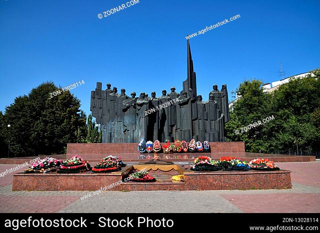 Voronezh, Russia - August 23. 2018 Memorial complex on Victory Square in memory of World War II, sculptor F. Sushkov