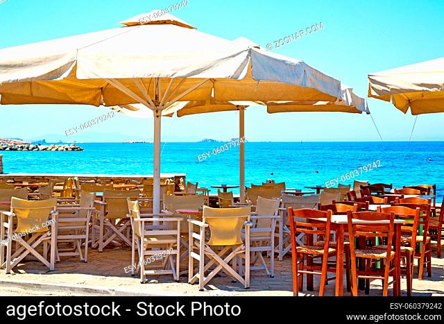 the table    in santorini europe    greece old restaurant chair  and summer