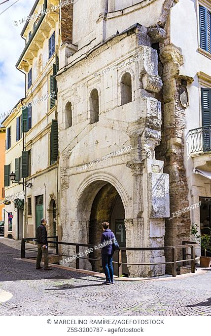 Porta Leoni is an ancient Roman gate in Verona, Veneto, Italy, Europe