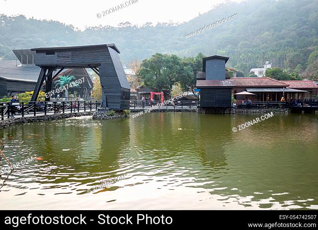 Nantou, Checheng, Taiwan - FEB 27th, 2019: Timber Pond, was used to store the logs which were chopped down from the mountains