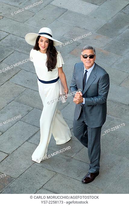 George Clooney and Amal Alamuddin wedding at Venice town hall, Venice, Italy, Europe