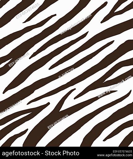 Vector seamless pattern of black zebra stripes fur print isolated on white background