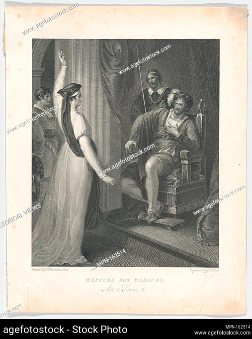 Isabella and Angelo (Shakespeare, Measure for Measure, Act 2, Scene 2). Engraver: James Fittler (British, London 1758-1835 Middlesex); Artist: After William...