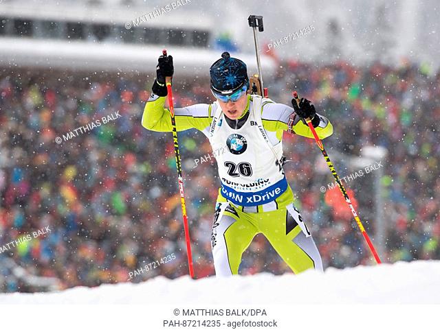 Romanian biathlete Luminita Piscoran participates in the women's 7, 5 km sprint within the Biathlon World Cup at the Chiemgau Arena in Ruhpolding, Germany