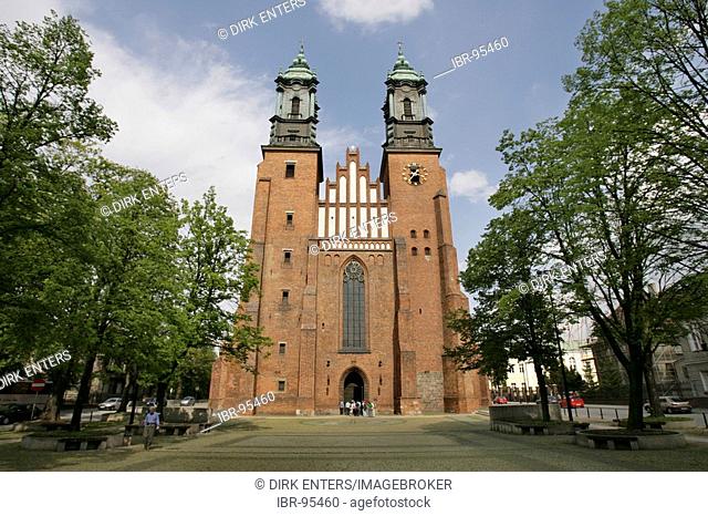 Monumental cathedral on Cathedral Island (Ostrow Tumski) in Poznan, Poland
