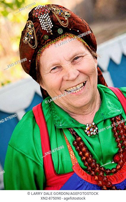 Russia. Tarbagatai Villlage of Old Believers of original Russian Orthodox. Village Woman. Zinaida. Leader of the ladies Bilina Choir