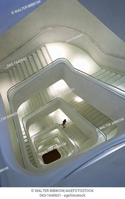 Spain, Madrid, Paseo del Prado Area, Caixa Forum, Herzog and de Meuron architects, interior, staircase