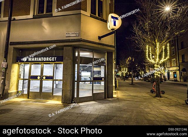 Stockholm, Sweden Nov 30, 2021, Christmas lights on Swedenborgsgatan at Mariatorget Square