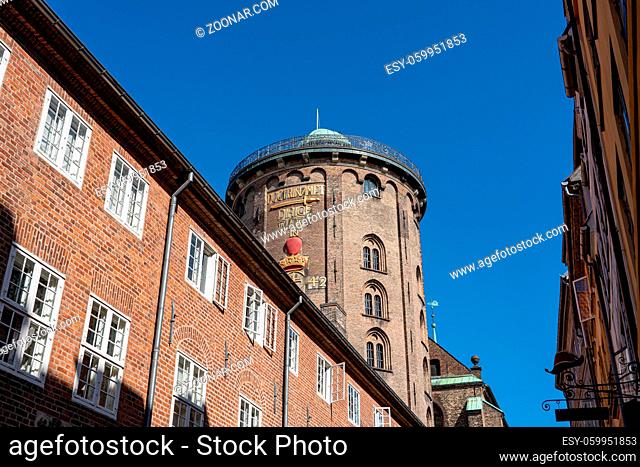 Copenhagen, Denmark - September 03, 2021: The Round Tower in the historic city centre