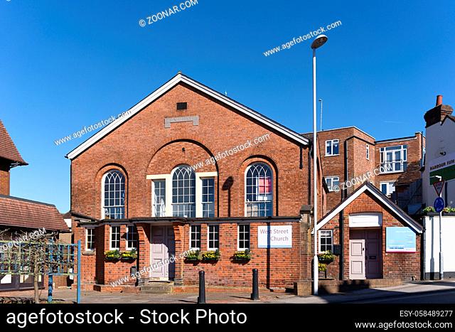 EAST GRINSTEAD, WEST SUSSEX, UK - MARCH 9: View of West Street Church in East Grinstead West Sussex on March 9, 2021