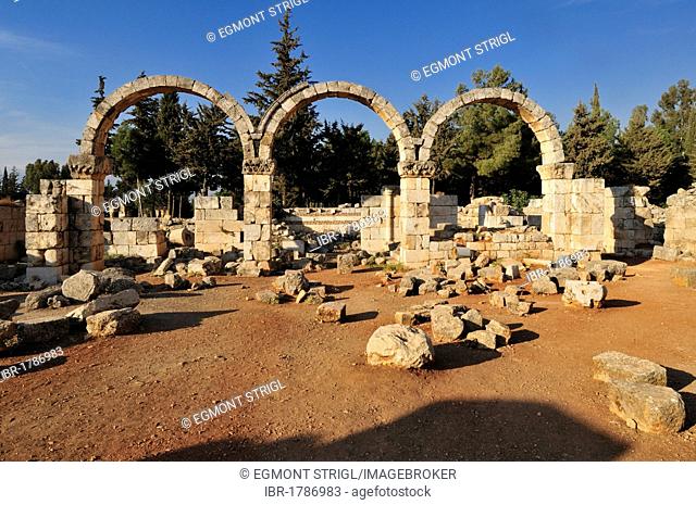 Antique Umayyad ruins at the archeological site of Anjar, Aanjar, Unesco World Heritage Site, Bekaa Valley, Lebanon, Middle East, West Asia