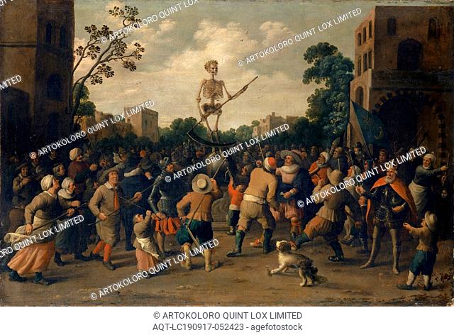 The battle against death, 1625, oil on canvas, 69 x 102 cm, Signed and dated above right above the archway: Joost Cornelisz Drooch Sloot f [?] • 1625 • Above...