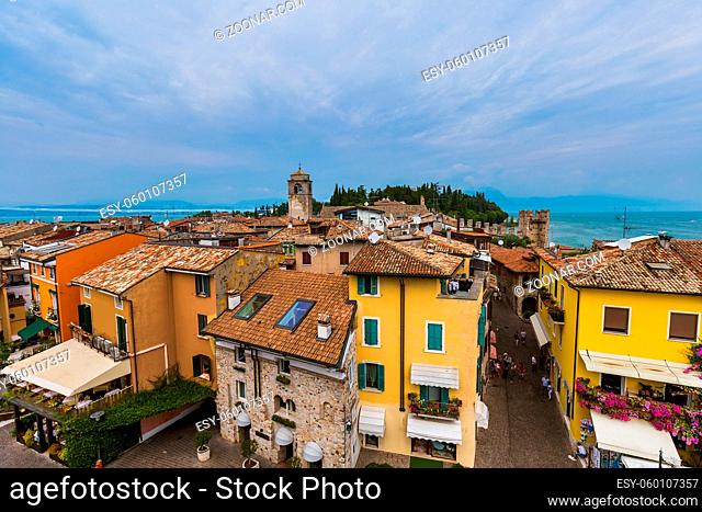 Castle on Lake Garda in Sirmione Italy - architecture background