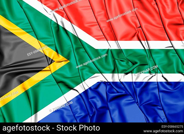 3D Flag of the South Africa. 3D Illustration