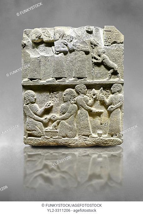 Hittite monumental relief sculpted orthostat stone panel of Royal Buttress. Basalt, KarkamÄ±s, (KargamÄ±s), Carchemish (Karkemish), 900 - 700 B. C