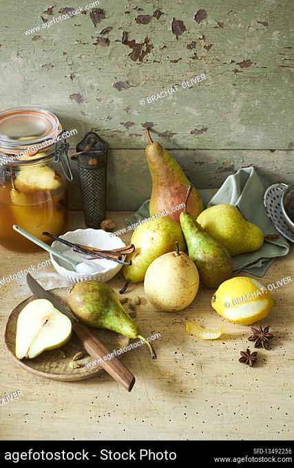 Pear still life with spices