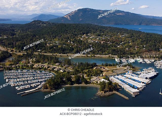 Marinas aerial, near Sidney, Vancouver Island, British Columbia, Canada