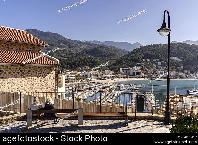 Sa Miranda, a spectacular balcony over the. Mediterranean, Port of Soller, Majorca, Balearic Islands, Spain