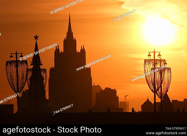 RUSSIA, MOSCOW - MARCH 19, 2023: A view of the Kotelnicheskaya Embankment Building. Sergei Savostyanov/TASS