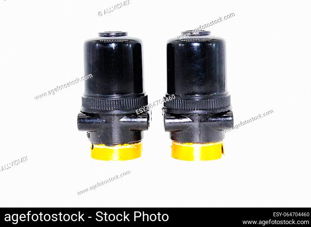Bulb holders on white background with selective focus