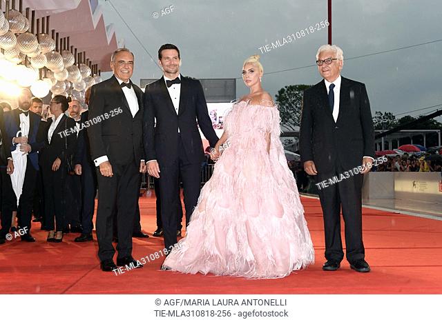 Alberto Barbera, Bradley Cooper, Lady Gaga, Paolo Baratta attend A Star Is Born premiere.  Red Carpet 75th Venice International Film Festival, Italy 31-08-2018