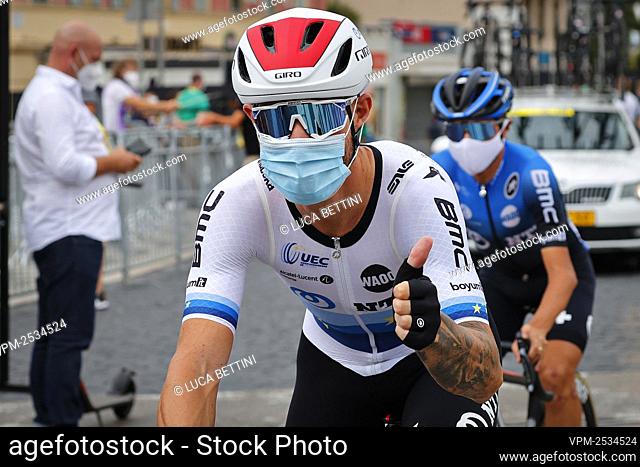 Italian Giacomo Nizzolo of NTT Pro Cycling at the start of the first stage of the 107th edition of the Tour de France cycling race, 156km from Nice to Nice