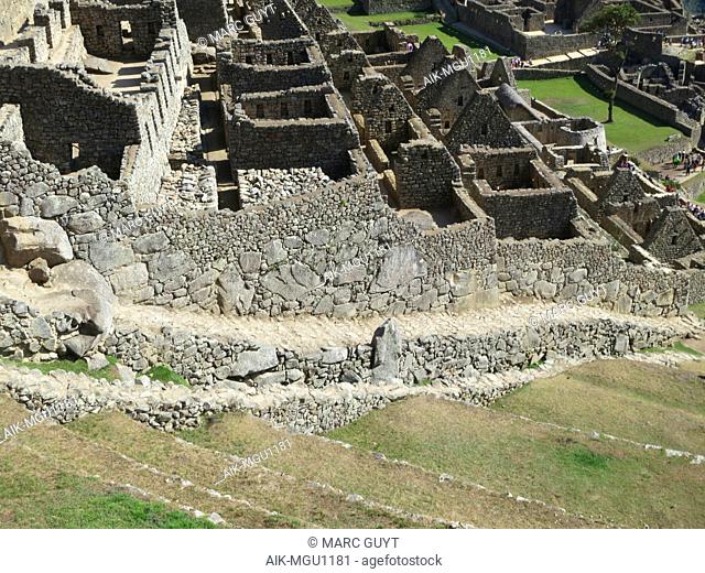 Ruins of Machu Picchu in in the Cusco Region, Urubamba Province in the Eastern Cordillera of southern Peru