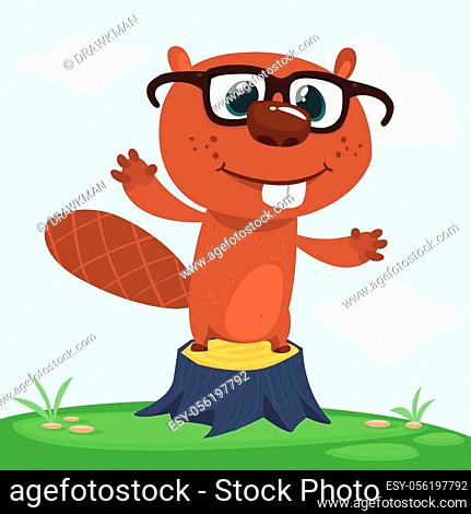 Happy cartoon beaver wearing eyeglasses. Brown beaver character, Stock  Vector, Vector And Low Budget Royalty Free Image. Pic. ESY-056197792 |  agefotostock