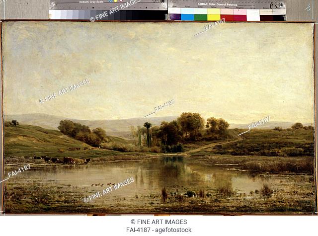 A pond. Daubigny, Charles-François (1817-1878). Oil on canvas. Barbizon. 1858. State Hermitage, St. Petersburg. 57, 5x93, 5. Painting