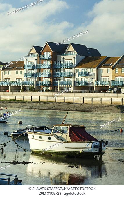 Summer evening on river Adur in Shoreham-by-Sea, West Sussex, England