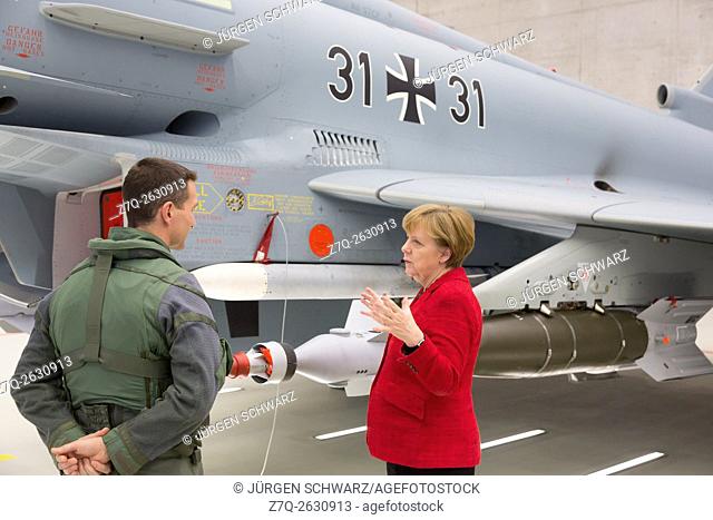 Chancellor Angela Merkel visits Tactical Air Force Squadron 31 ""Boelcke"" in Noervenich, 03/21/2016