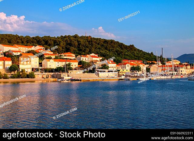 Waterfront of Korcula town, Croatia. Korcula is a historic fortified town on the protected east coast of the island of Korcula