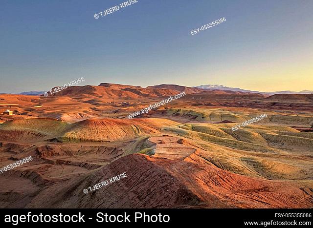 Ounila Valley landscape at dawn in the province of Ouarzate in Morocco