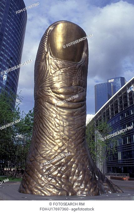 Paris, France, Europe, La Defense, Thumb sculpture at La Defense, Financial District of Paris
