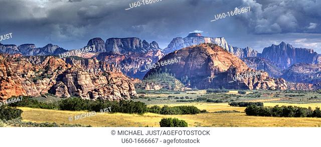 Panorama from the Kolob Terrace area at Zion National Park, Utah, USA