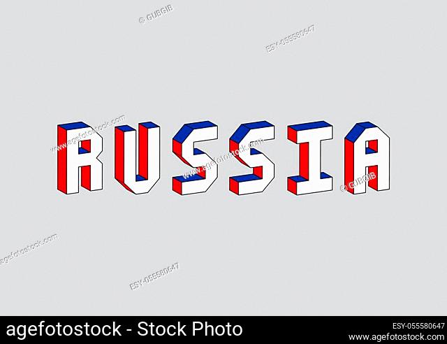 Russia text with 3d isometric effect