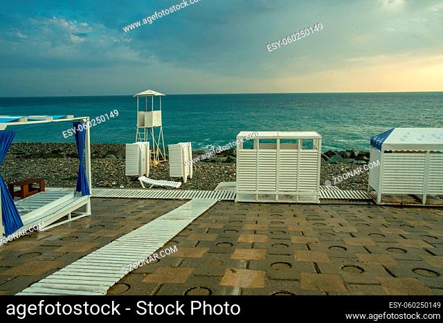 observation tower, changing room and sun loungers - amazing sunset in Big Sochi ( Adler)