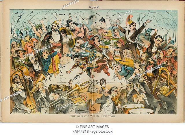 The operatic war in New York. Illustration from Puck by Keppler, Joseph Ferdinand (1838-1894)/Chromolithography/Caricature/1883/The United States/Private...
